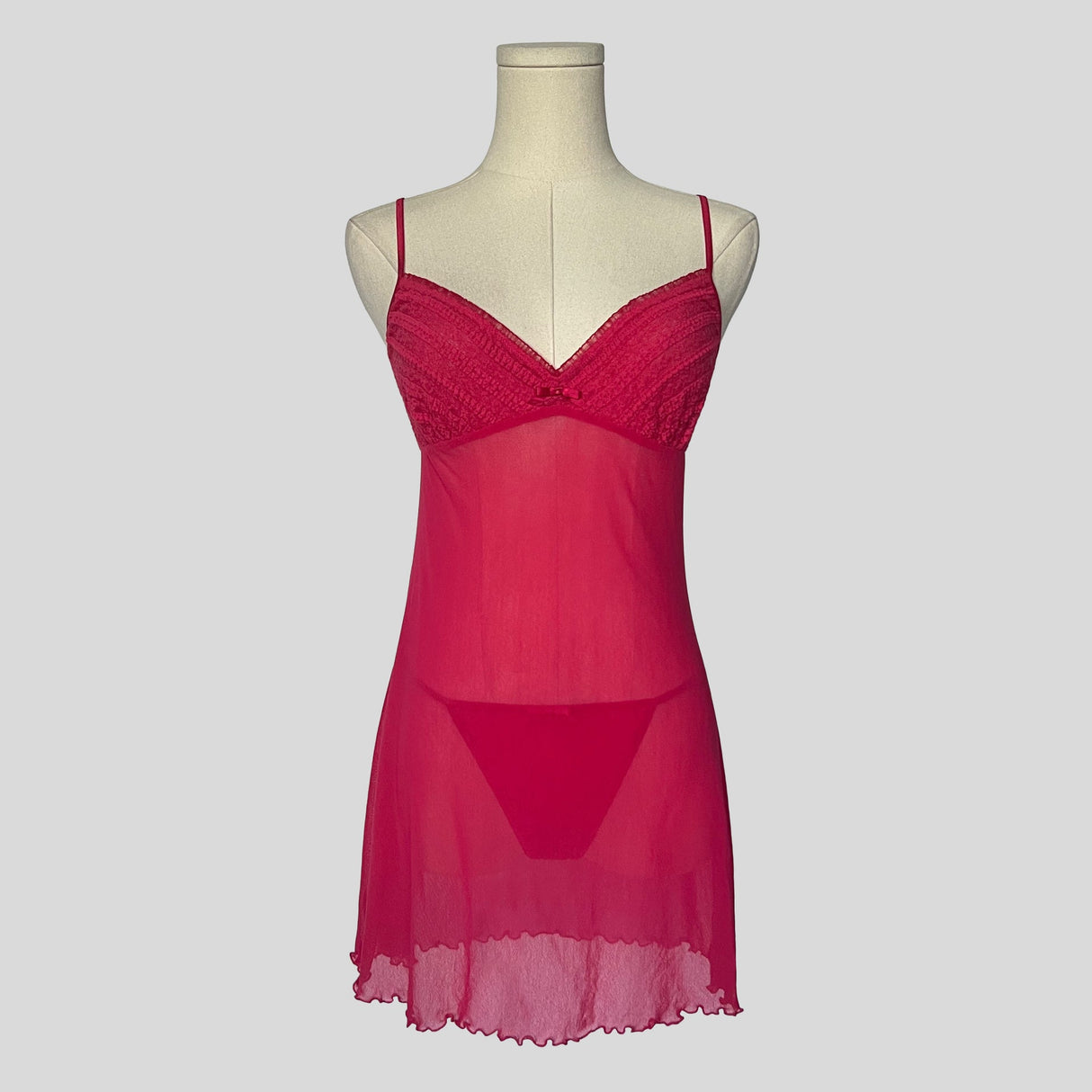 Sheer ruffled slip with matching panties