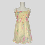 Sheer ruffled babydoll dress in yellow floral