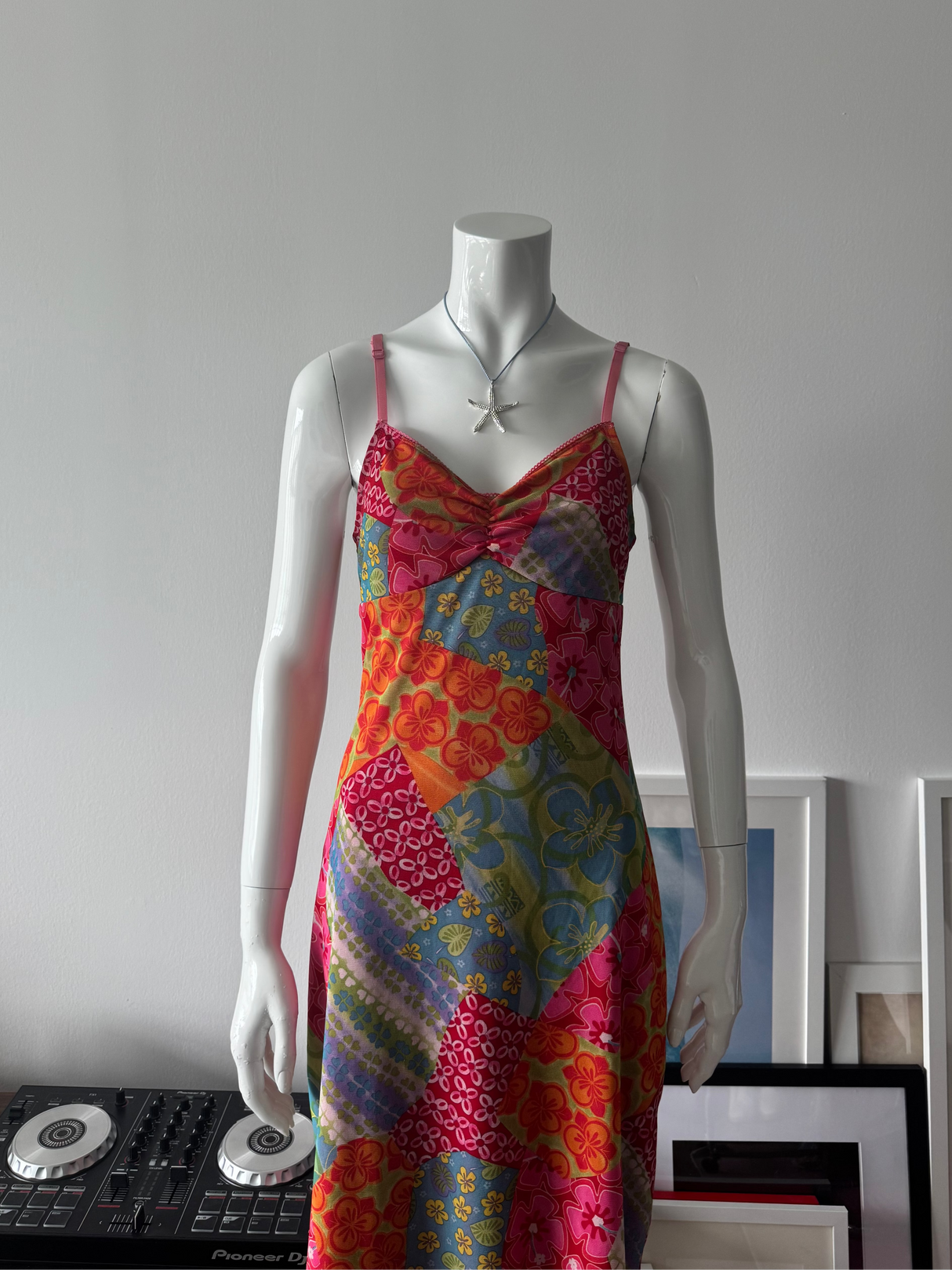 CALIFORNIA CONCEPTS Multicolor Patchwork Slip Midi Dress