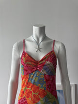 CALIFORNIA CONCEPTS Multicolor Patchwork Slip Midi Dress