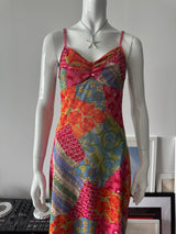 CALIFORNIA CONCEPTS Multicolor Patchwork Slip Midi Dress