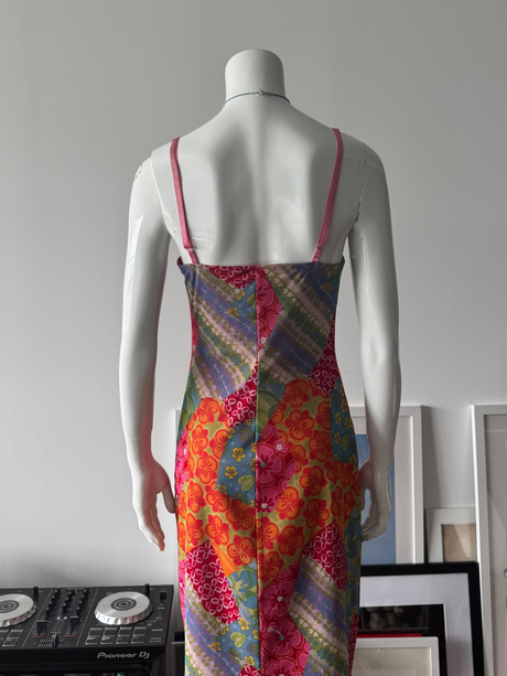 CALIFORNIA CONCEPTS Multicolor Patchwork Slip Midi Dress