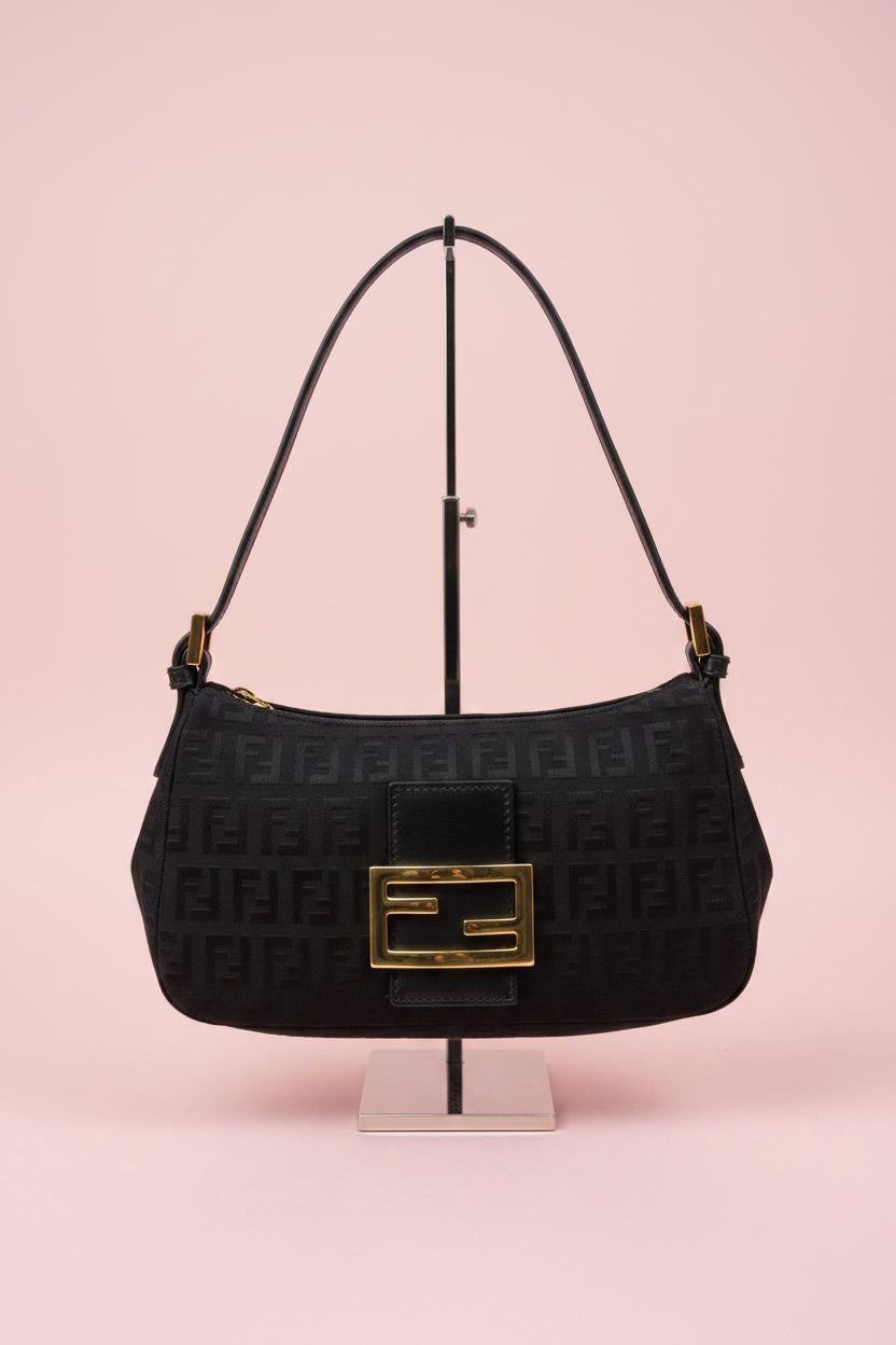 24 Fendi Zucchino Mini Mamma Pouch Black