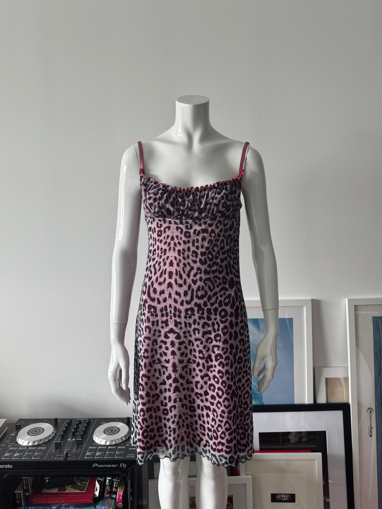 Pink Leopard Print Milkmaid Mini Dress