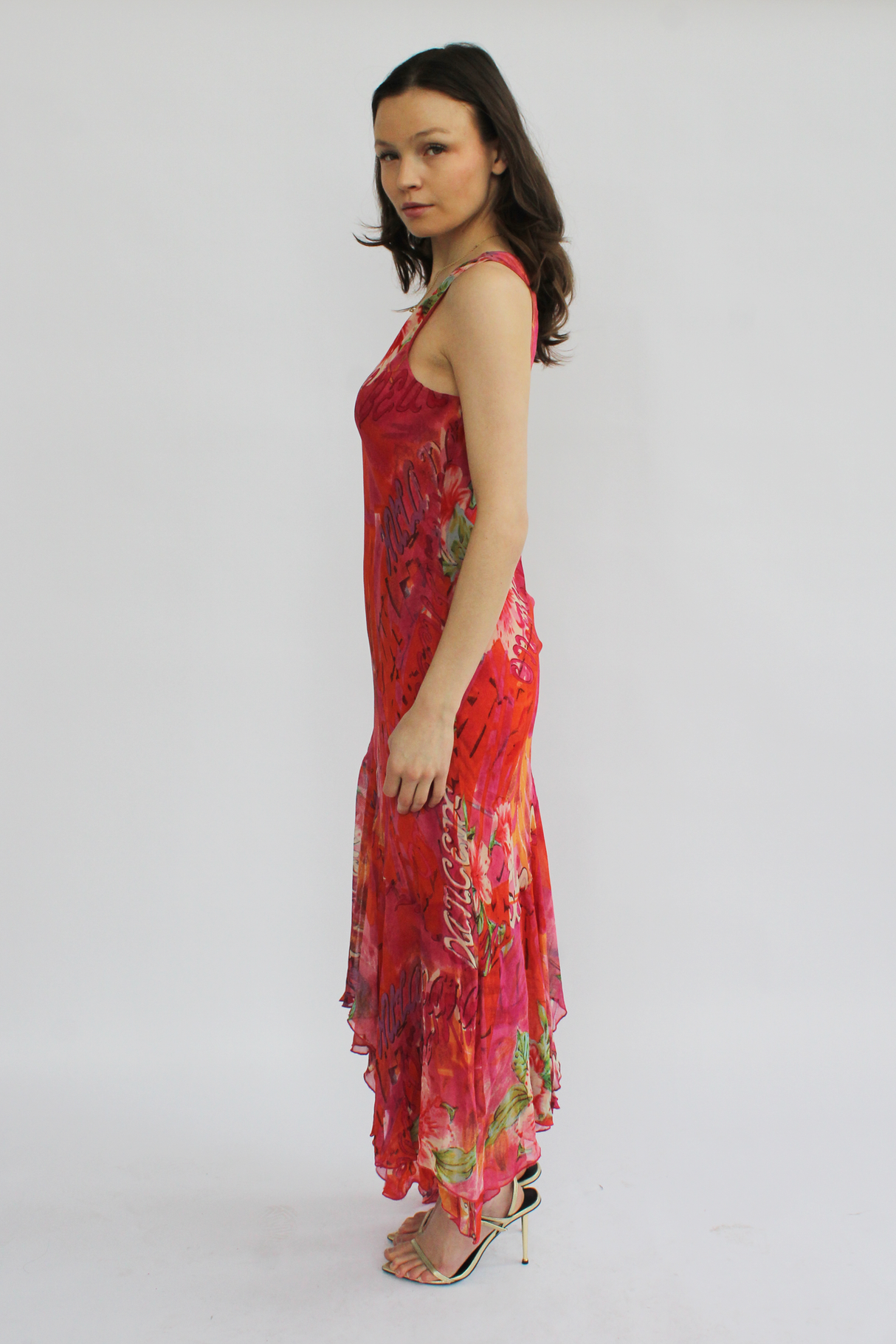 Floral pink maxi dress