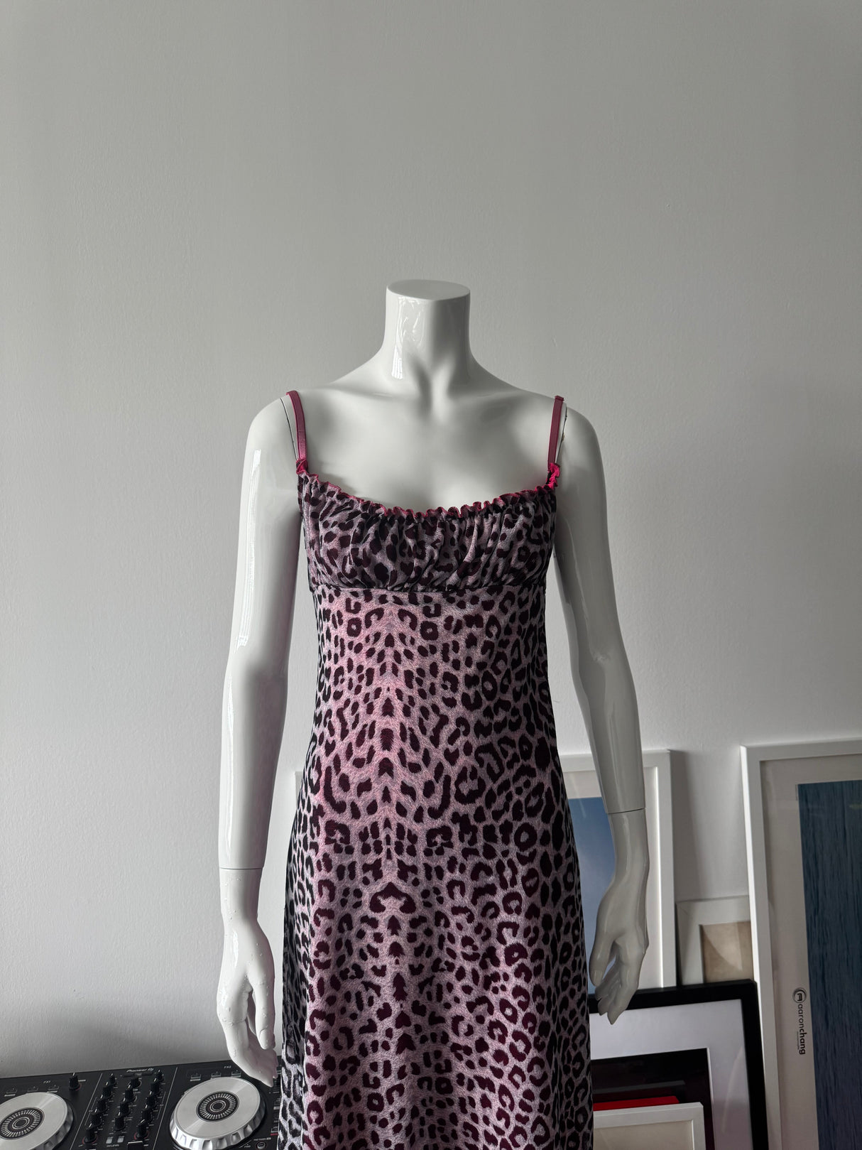 Pink Leopard Print Milkmaid Mini Dress