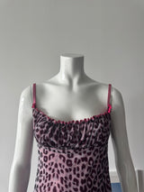 Pink Leopard Print Milkmaid Mini Dress