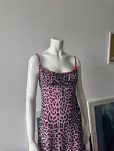 Pink Leopard Print Milkmaid Mini Dress