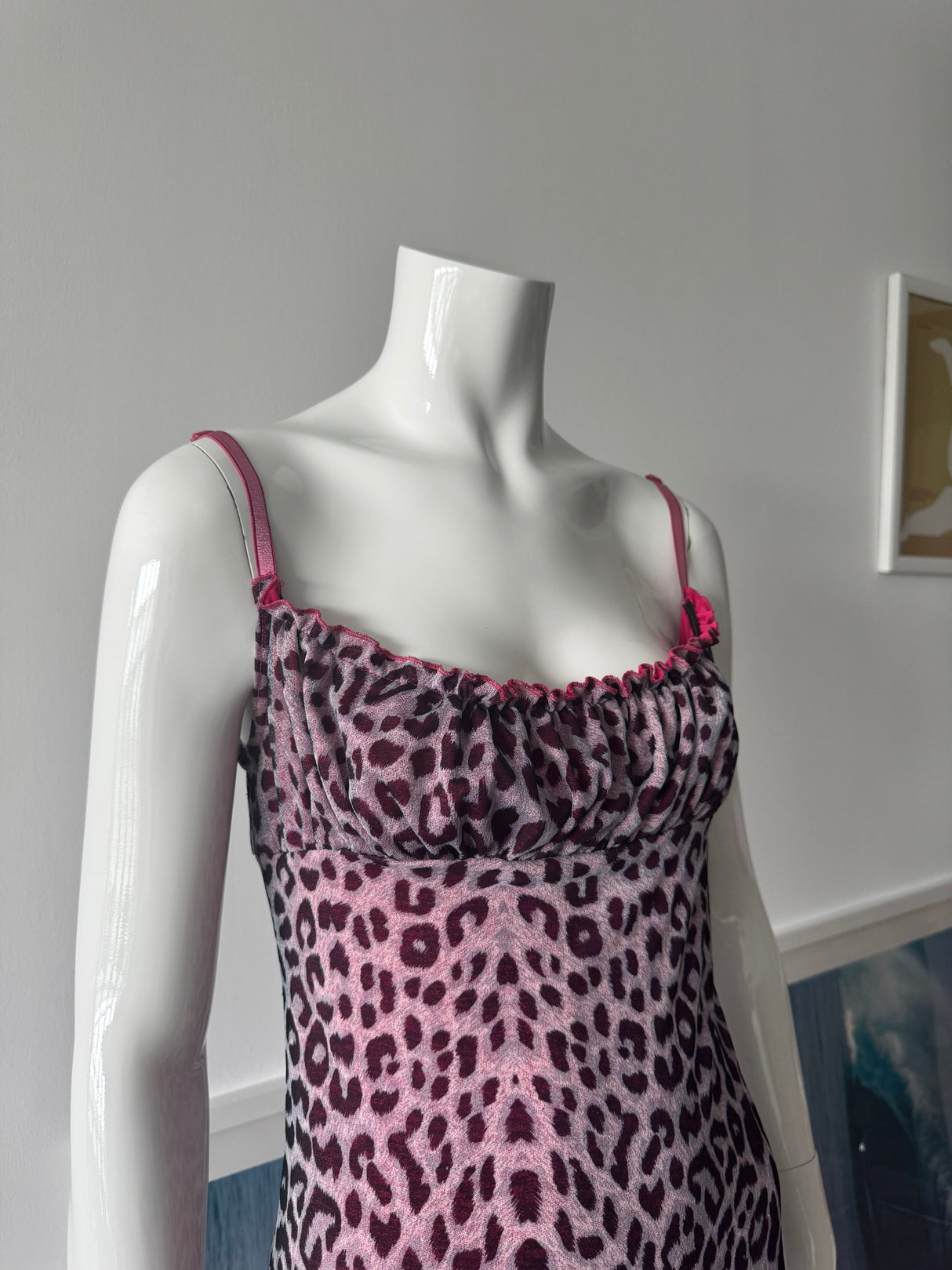 Pink Leopard Print Milkmaid Mini Dress