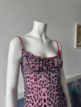 Pink Leopard Print Milkmaid Mini Dress