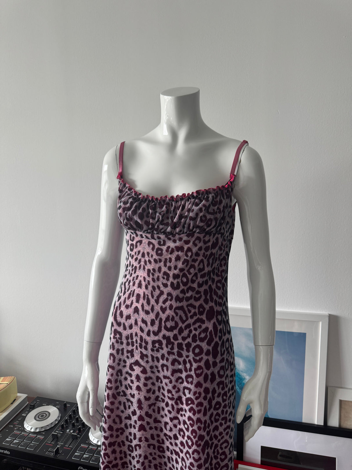 Pink Leopard Print Milkmaid Mini Dress