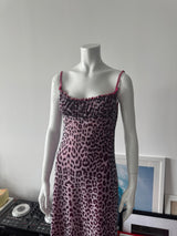 Pink Leopard Print Milkmaid Mini Dress