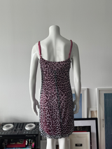 Pink Leopard Print Milkmaid Mini Dress