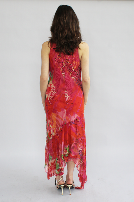 Floral pink maxi dress