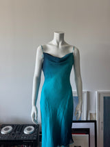 CACHÉ Blue/Black Ombre Glitter Silk Midi Dress