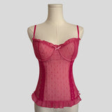 Heart print lace corset