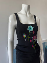 RAMPAGE Black Knit Top with Sequin Flowers