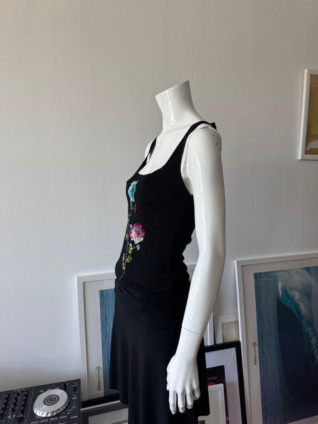 RAMPAGE Black Knit Top with Sequin Flowers