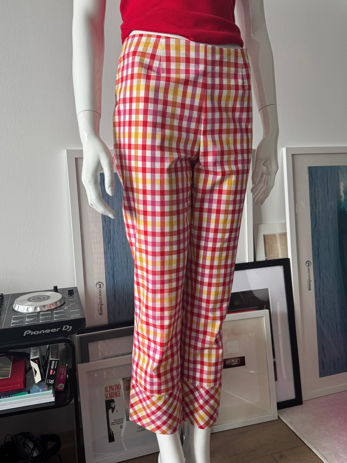 MOSCHINO Plaid High Waist Pants