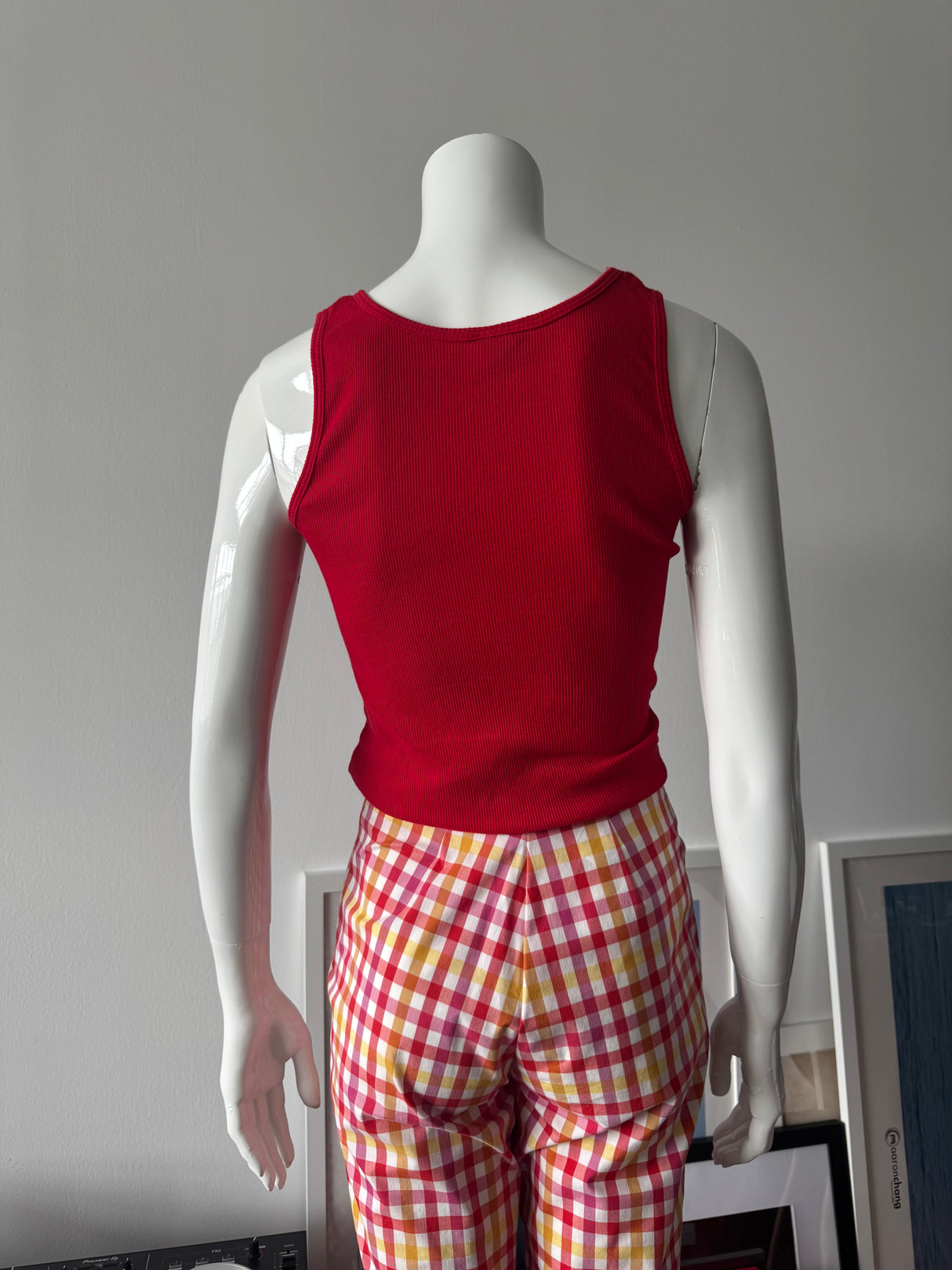 MOSCHINO Plaid High Waist Pants