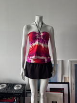 LA BLANCA Brown and Tie Dye Swim Tankini and Skirt