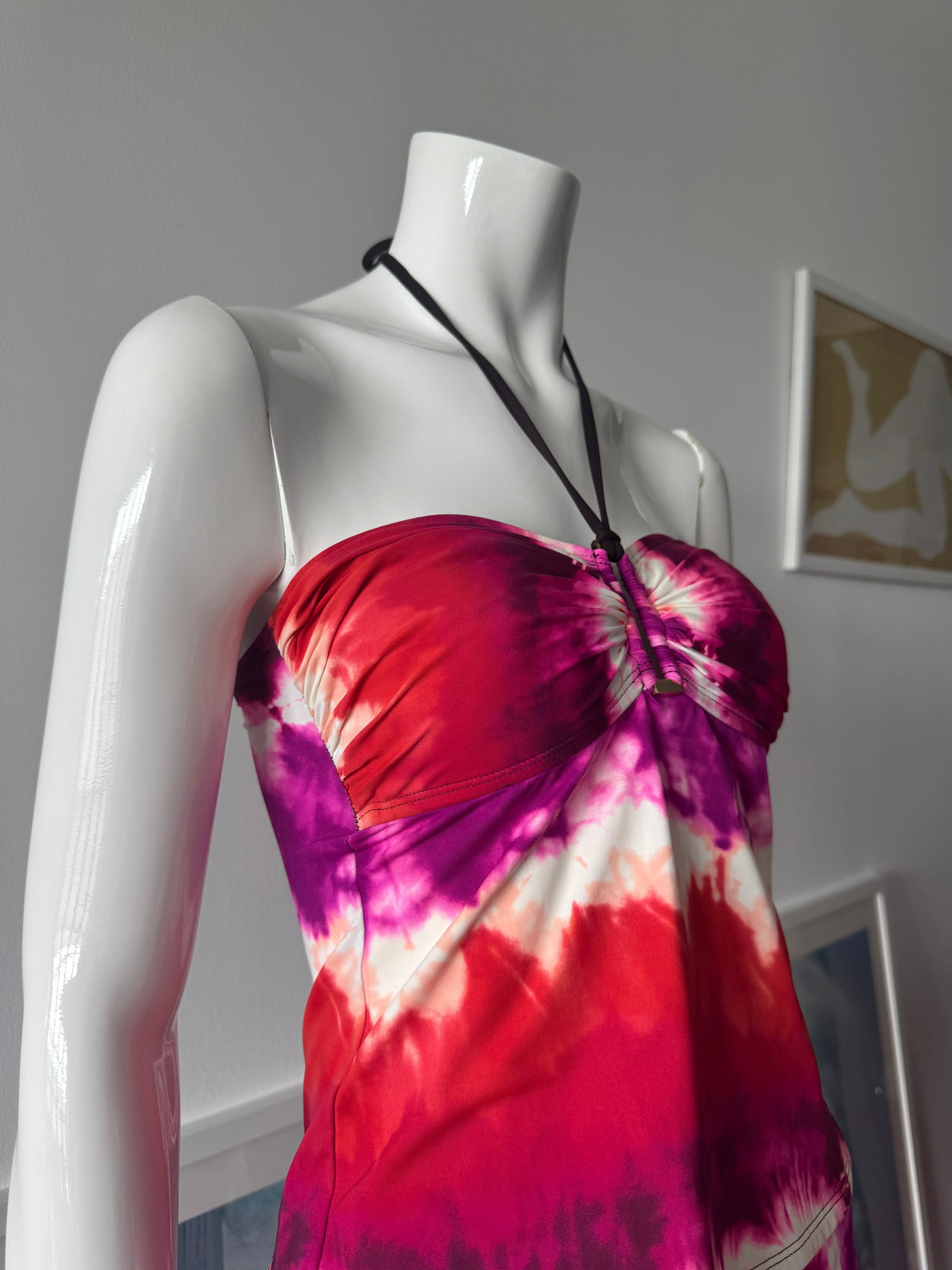 LA BLANCA Brown and Tie Dye Swim Tankini and Skirt