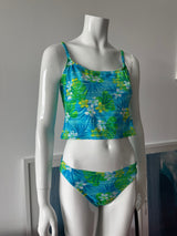 Blue/Green Tropical Print Tankini Top and Bottoms