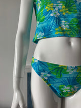 Blue/Green Tropical Print Tankini Top and Bottoms