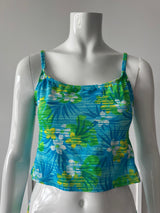 Blue/Green Tropical Print Tankini Top and Bottoms