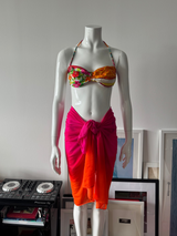 RALPH LAUREN Pink/Orange Ombré Mesh Swim Cover-up