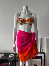 RALPH LAUREN Pink/Orange Ombré Mesh Swim Cover-up