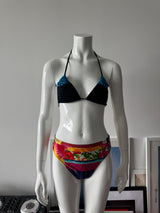 Black Triangle Bikini Top with Turquoise Stones
