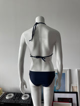 Navy And White Lace Detail Bikini Top and Bottom