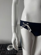 Navy And White Lace Detail Bikini Top and Bottom
