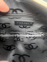 #55 Chanel Cambon Ligne Quilted Lambskin Camera Crossbody Bag Beige with Black Tonal CC Logo & Black Leather Strap