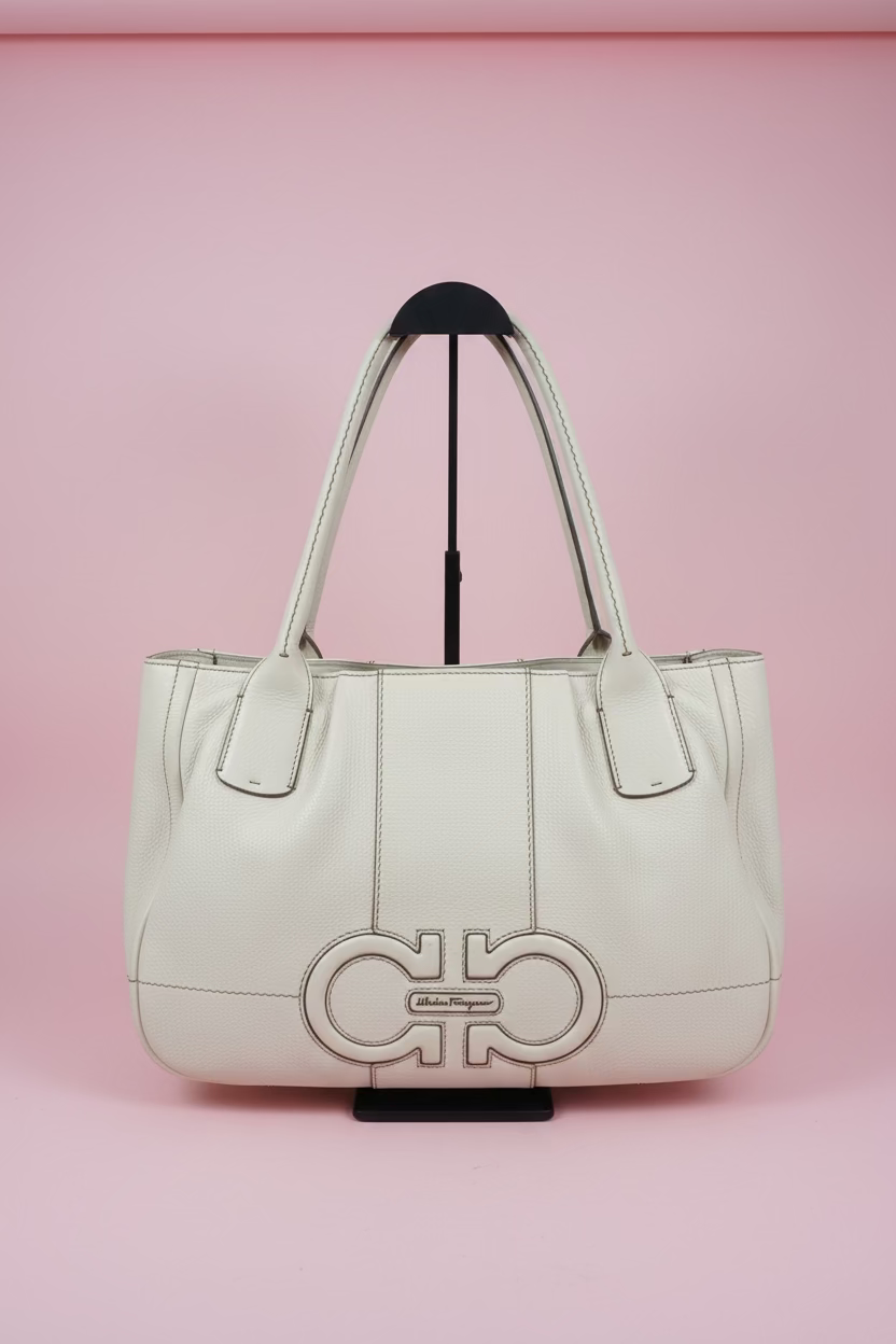 #51 Salvatore Ferragamo Izzie Gancini Embossed Tote