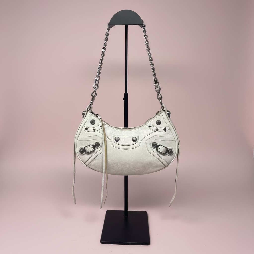 #21 Balenciaga white cagole crossbody
