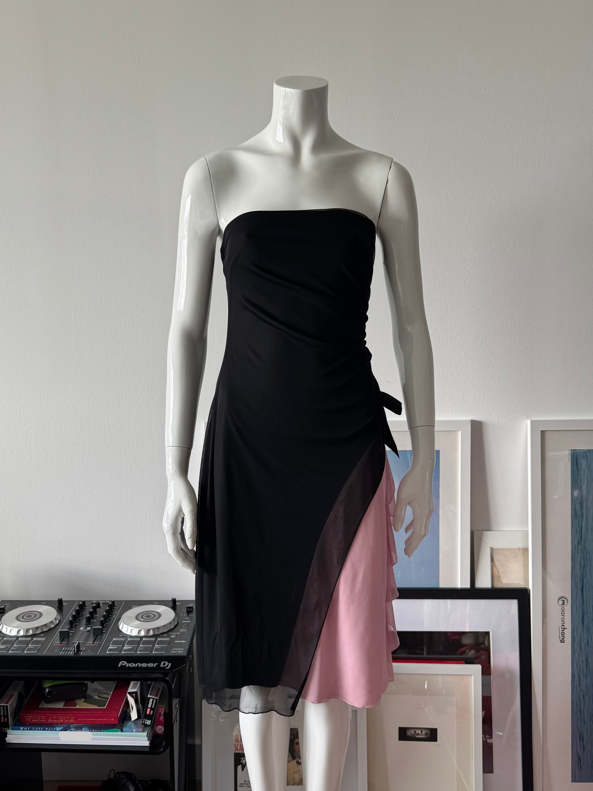 XOXO Black and Pink Mesh Tube Dress