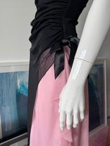 XOXO Black and Pink Mesh Tube Dress
