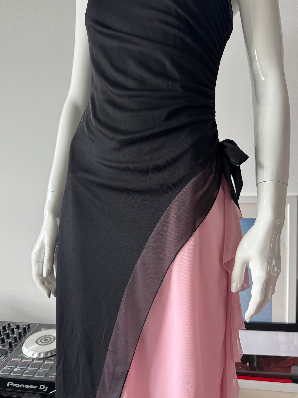 XOXO Black and Pink Mesh Tube Dress