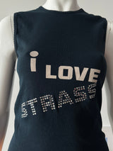 SONIA RYKIEL Black Tank Top with Rhinestone Text