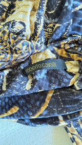 Roberto Cavalli Fall/Winter 2006 Indigo & Gold Python Print Silk Jersey Halter Gown