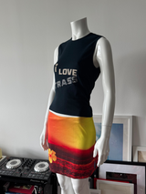 SONIA RYKIEL Black Tank Top with Rhinestone Text