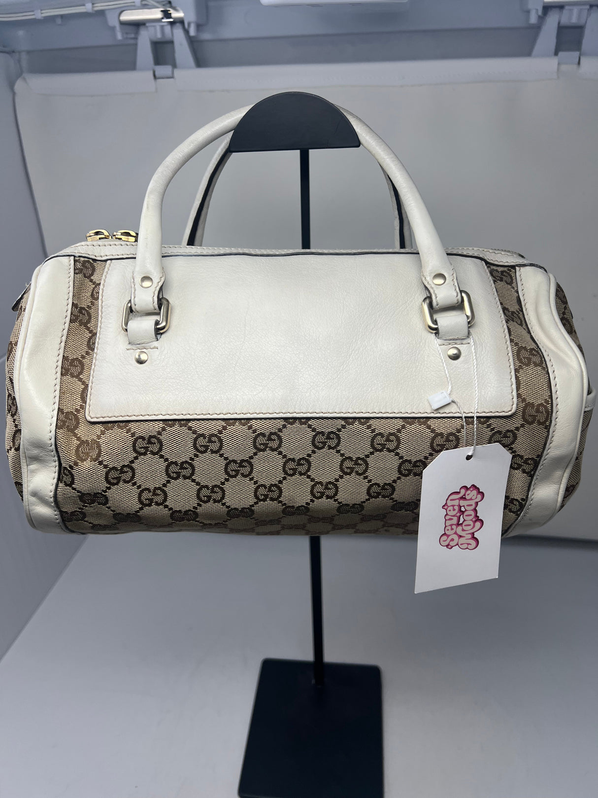 #19 gucci monogram barrel bag