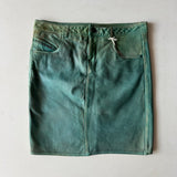 Diesel Deadstock Teal Patinaed Leather Midi Skirt
