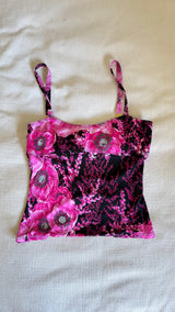 SS2002 Gianni Versace Couture by Donatella Versace Pink Poppy Floral Print Stretch Set