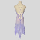 Asymmetrical ruffled sheer dress in lilac
