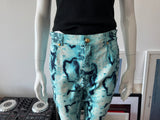 ESCADA Blue Snakeskin Print Capri Pant