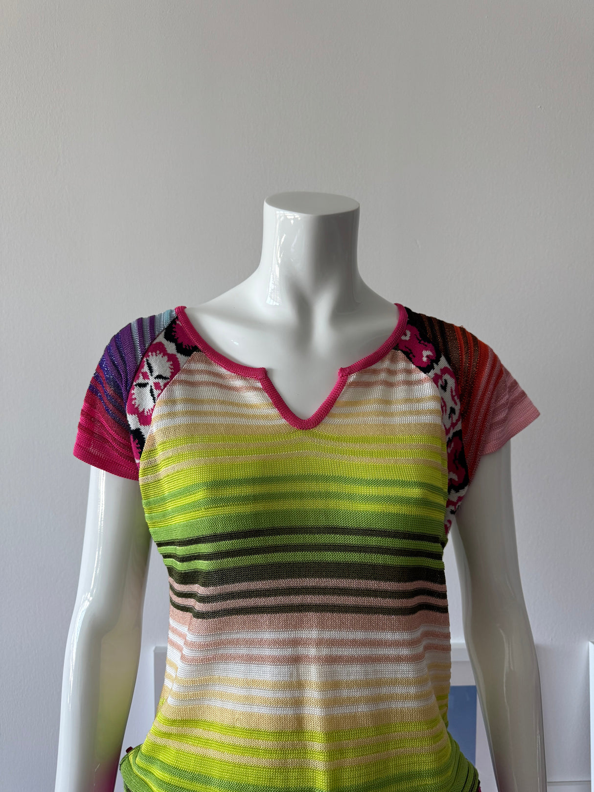 CHRISTIAN LACROIX Multicolor Stripe Knit Short Sleeve Top
