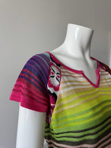 CHRISTIAN LACROIX Multicolor Stripe Knit Short Sleeve Top